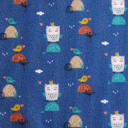 Printed Cotton MICHOU Indigo / Forest Multicolored